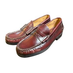 VTG Florsheim Mens Boys Leather Penny Loafers Beefroll Oxblood Dress Shoes 6 3E